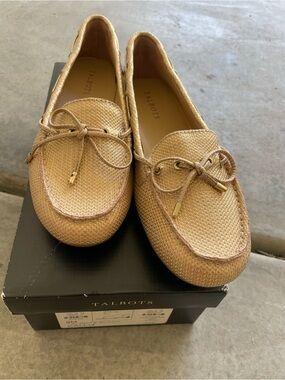 Talbots Metallic Gold Leather Loafers Boat Shoes Women’s Size 9M